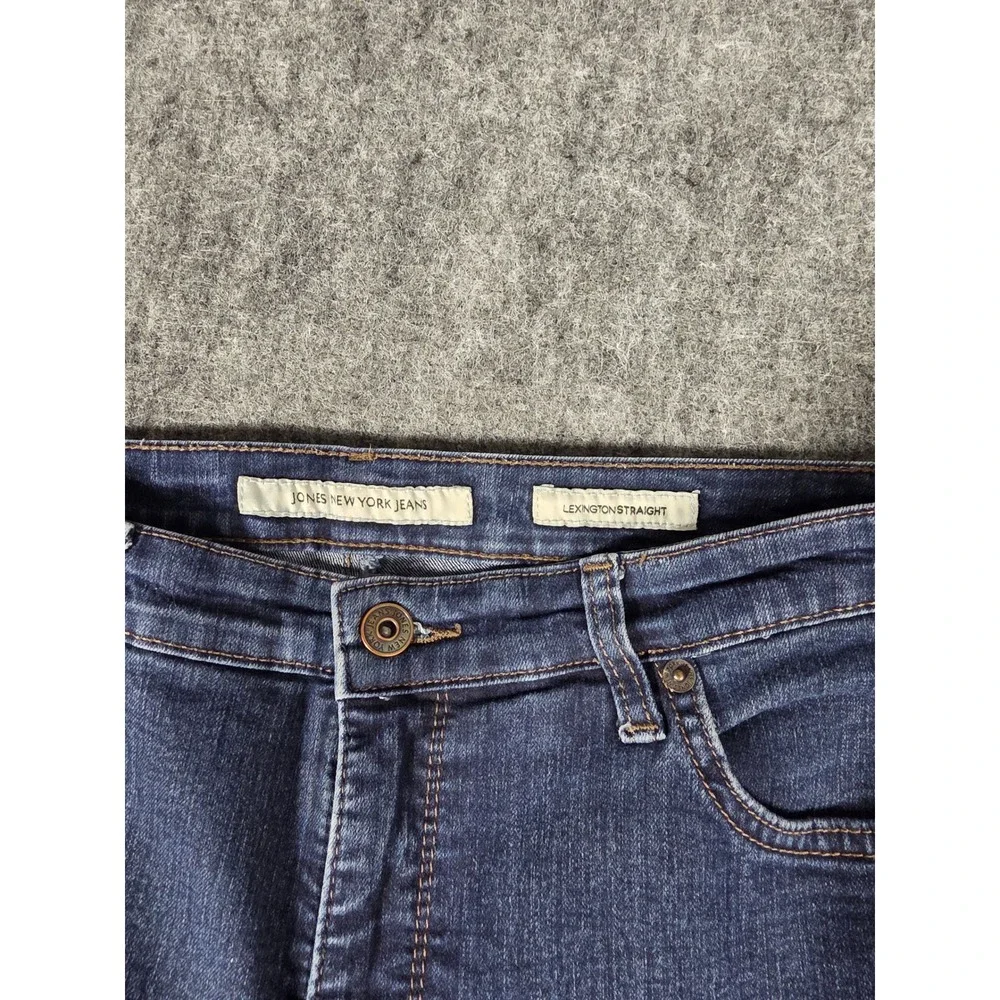Jones New York Jeans Womens 14 Short Lexington Straight Blue Denim Pants Stretch - Picture 3 of 13